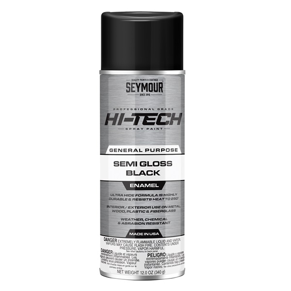 SEYMOUR® HI-TECH Spray Enamels - Semi-Gloss Black, 12 oz